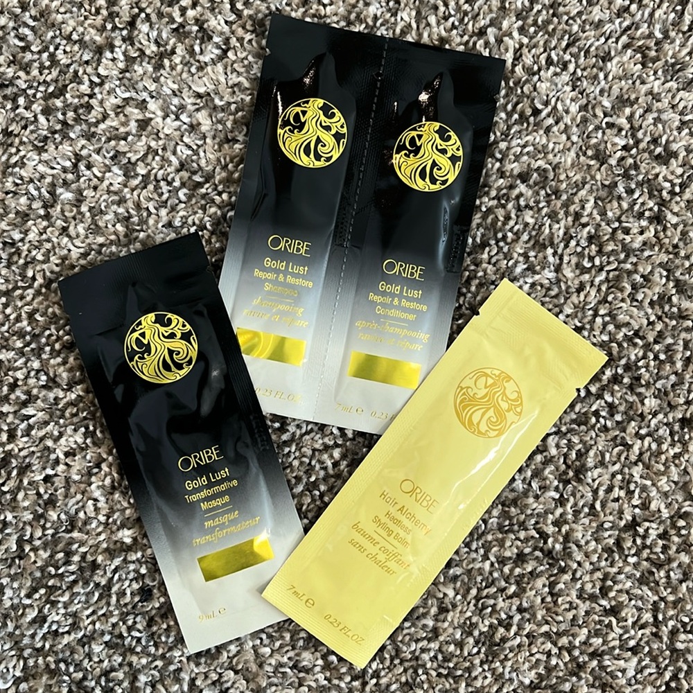 Oribe gold lust shampoo and conditioner
Oribe gold lust masquehair alchemy balm